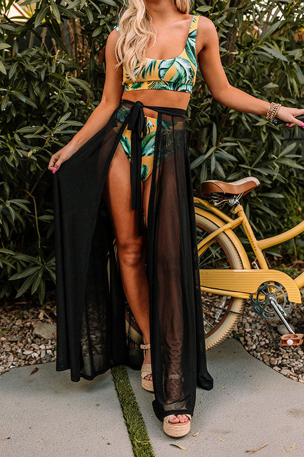 Bikini Season Mesh Cover Up Skirt in Black Image - 3