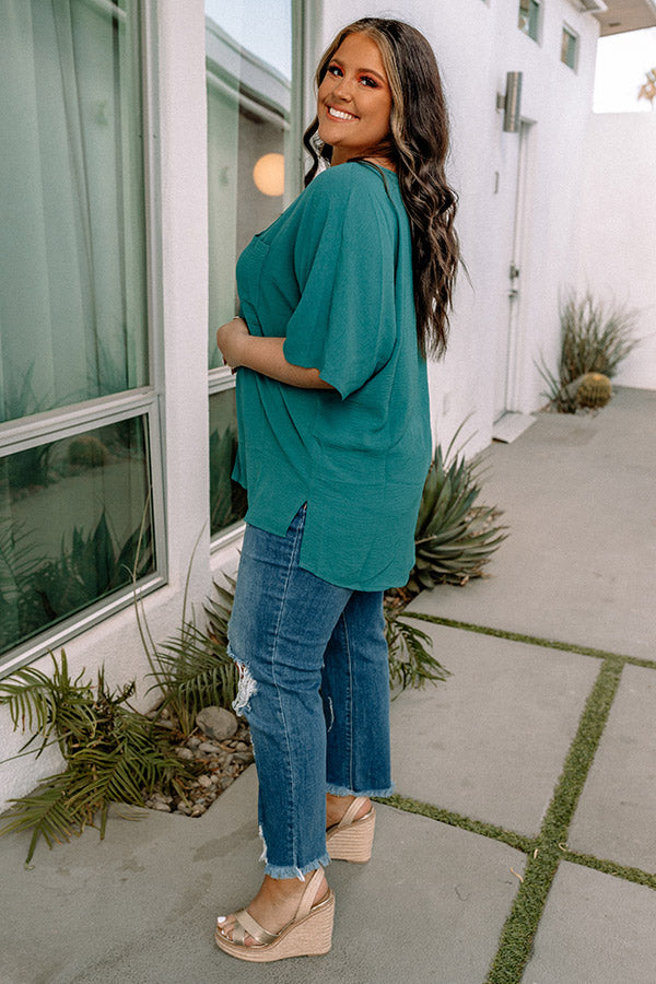 Lovely Moment Shift Top In Teal Curves Image - 4