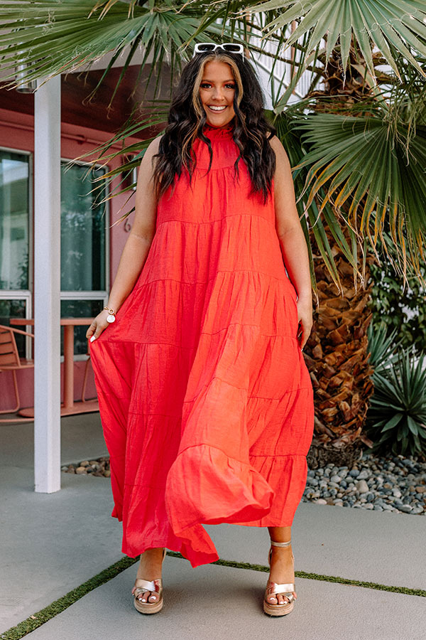 Hibiscus Kisses Midi In Coral Curves Image - 2