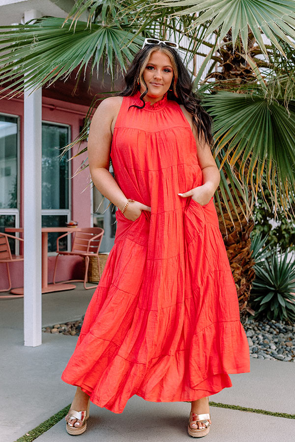 Hibiscus Kisses Midi In Coral Curves Image - 3