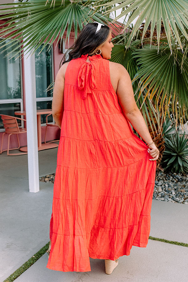 Hibiscus Kisses Midi In Coral Curves Image - 5