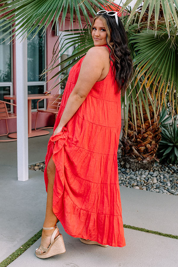 Hibiscus Kisses Midi In Coral Curves Image - 4
