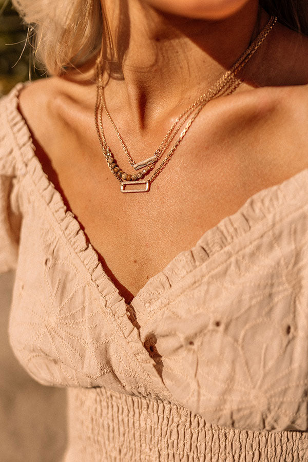 Heat Rising Semi Precious Layered Necklace In Beige Image - 2