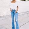 The Kelson High Waist Distressed Flare In Medium Wash Image - 1