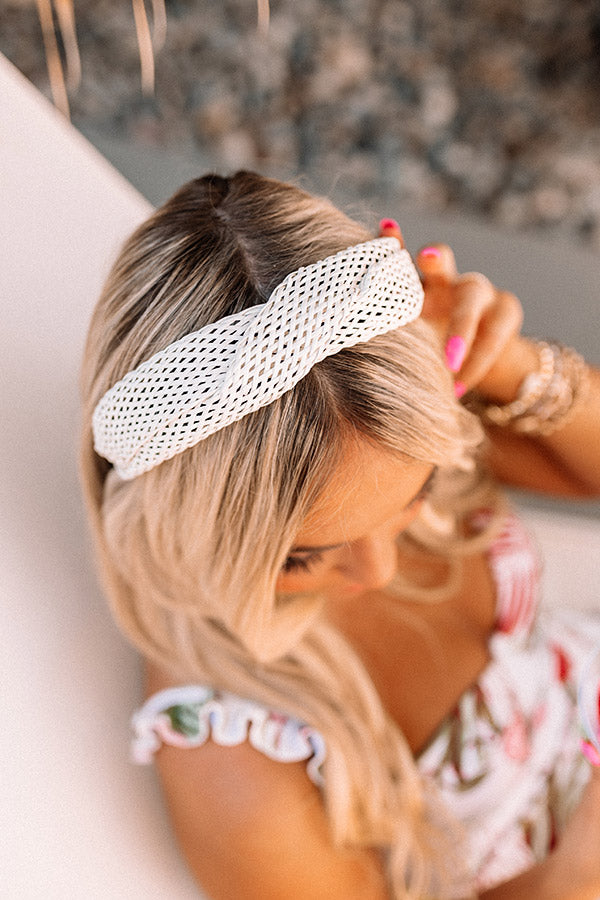 Coastal Effect Woven Headband In White