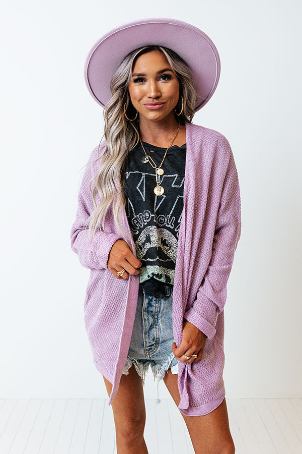 Wrapped In Smiles Knit Cardigan In Dusty Purple Image - 2