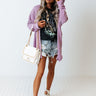 Wrapped In Smiles Knit Cardigan In Dusty Purple Image - 1
