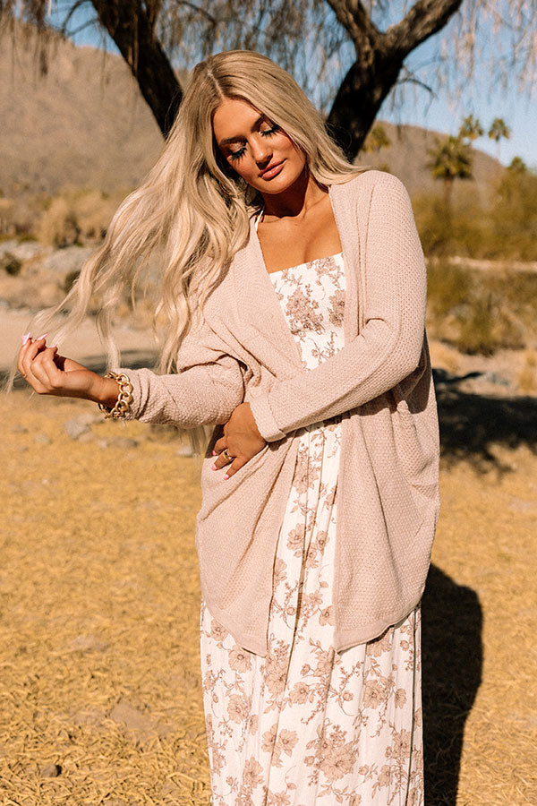 Wrapped In Smiles Knit Cardigan In Birch