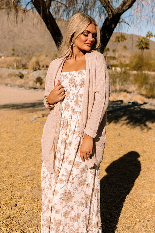 Wrapped In Smiles Knit Cardigan In Birch Image - 3