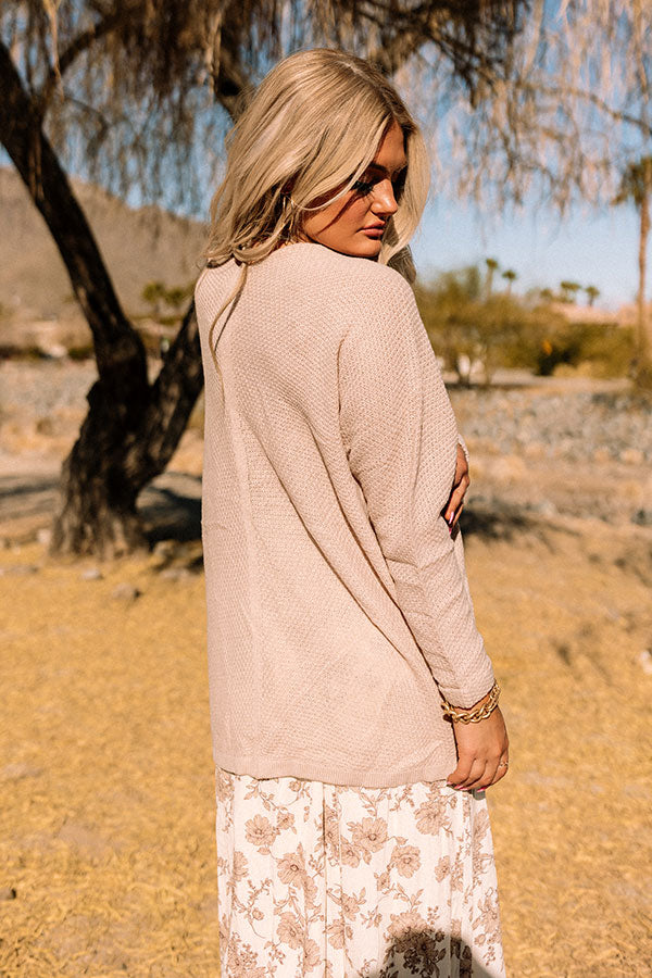 Wrapped In Smiles Knit Cardigan In Birch Image - 4