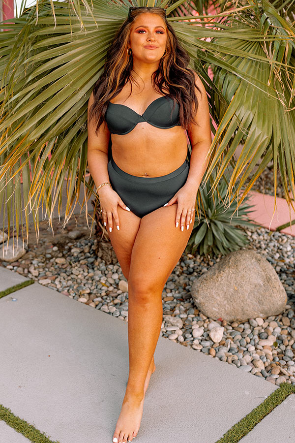 Just Add Water High Waist Bikini Bottom in Black Curves