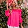Beautiful Girly Off Shoulder Top In Hot Pink Image - 1