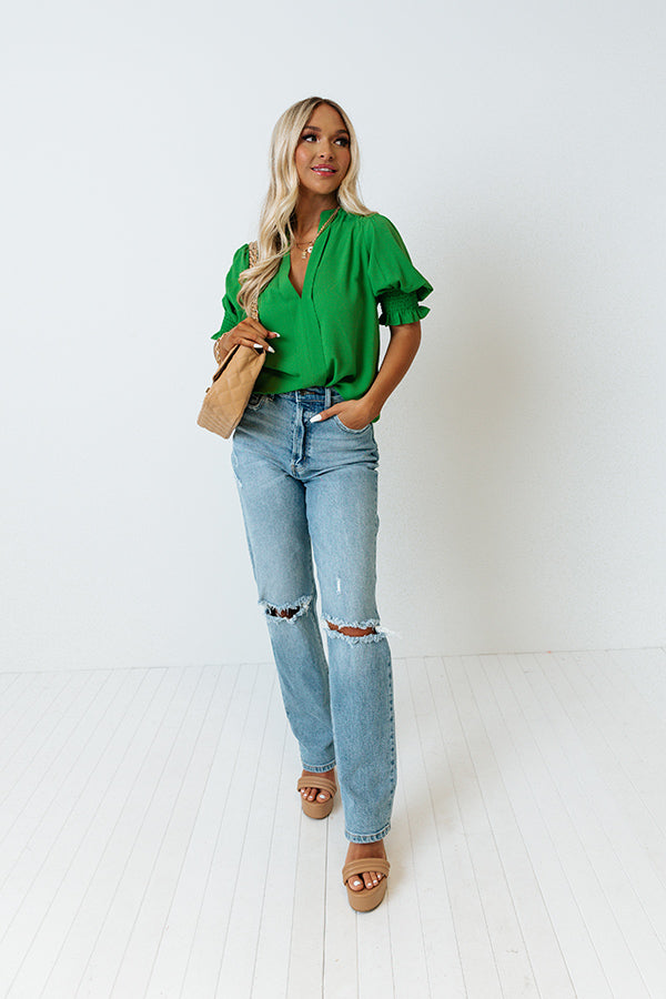 Cinema Date Shift Top in Kelly Green Image - 1