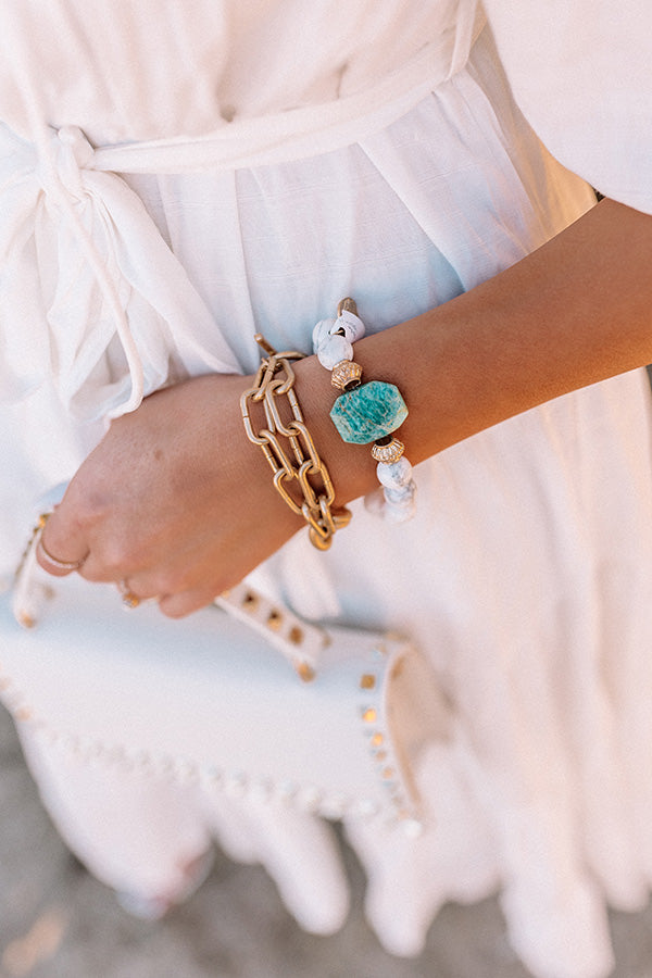 Catwalk Affair Semi Precious Bracelet Set In White