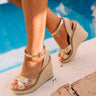 The Syra Espadrille Wedge In Gold Image - 1