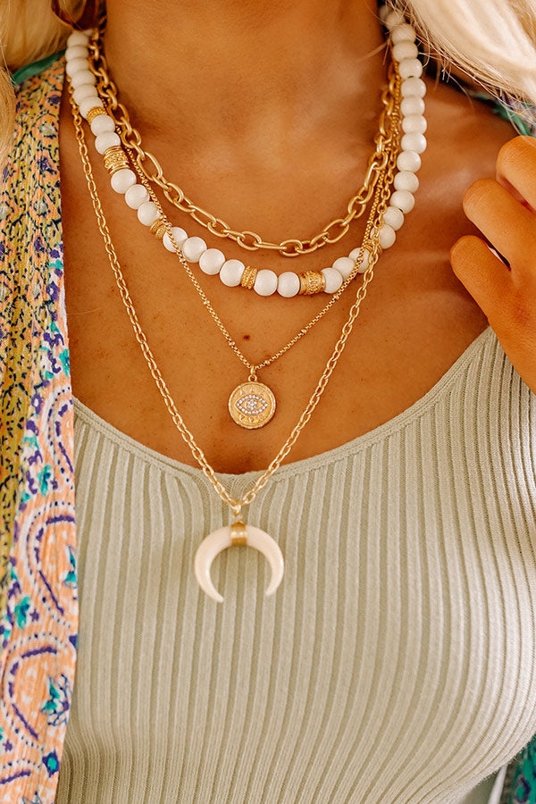 Luxe Situation Layered Necklace In Ivory Image - 2