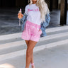 The Chelsie High Waist Shorts In Pink Image - 1