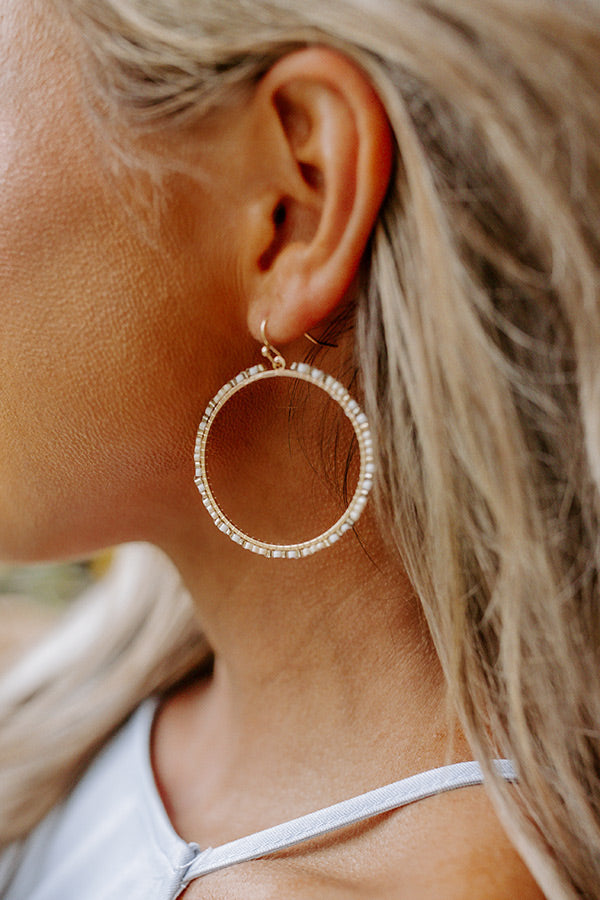 Coastal Cove Beaded Hoop Earrings In Ivory Image - 2