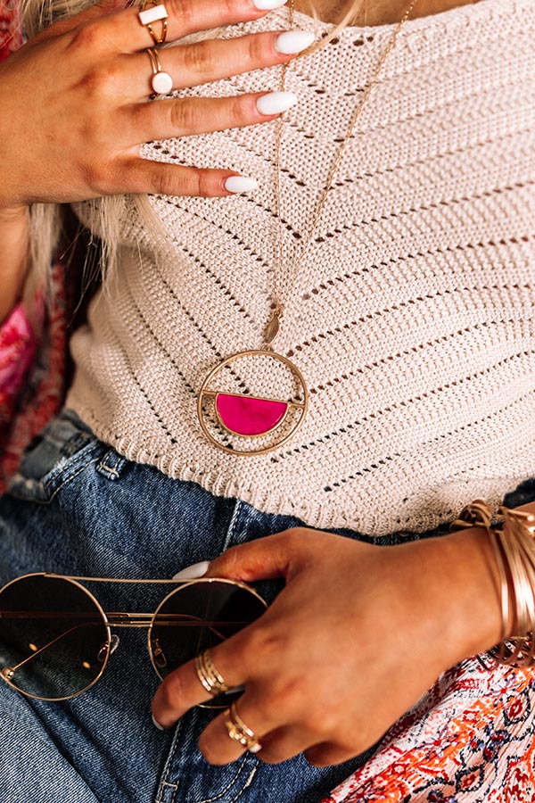 Courage Within Semi Precious Necklace In Fuchsia Image - 1
