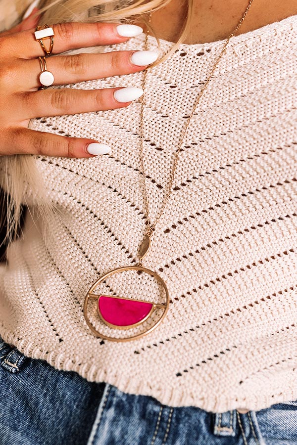 Courage Within Semi Precious Necklace In Fuchsia Image - 2