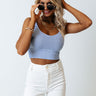 Line In The Sand Knit Crop Top In Sky Blue Image - 1