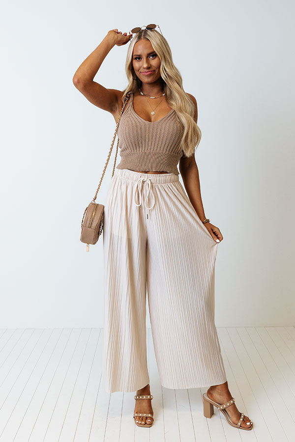 Cool Cruise Knit Crop Tank In Mocha Image - 2