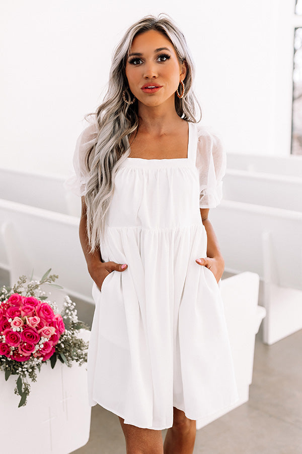 Instantly Lovestruck Babydoll Dress In White