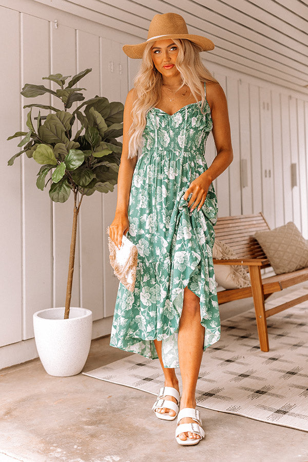 Lovely Lagoon Floral Midi In Green Image - 5