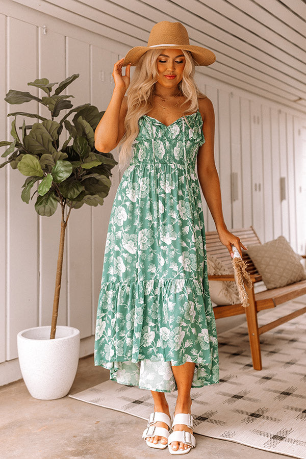 Lovely Lagoon Floral Midi In Green Image - 2