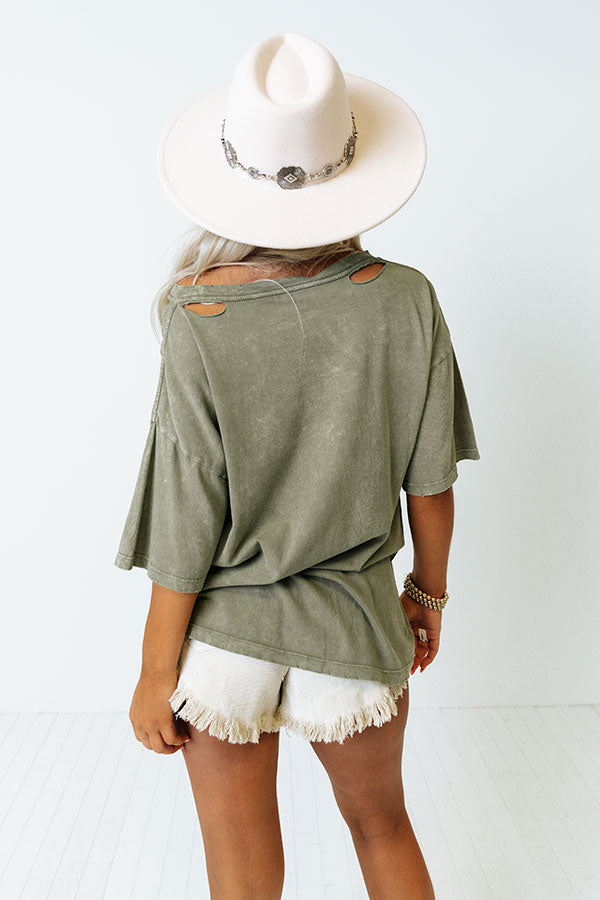 Cowgirl Distressed Vintage-Wash Graphic Tee Image - 4