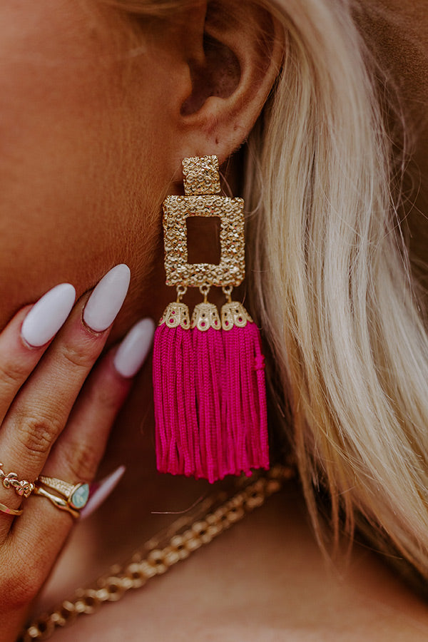 Take A Minute Earrings In Fuchsia Image - 2
