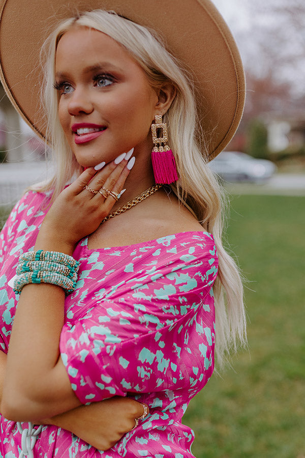 Take A Minute Earrings In Fuchsia Image - 1