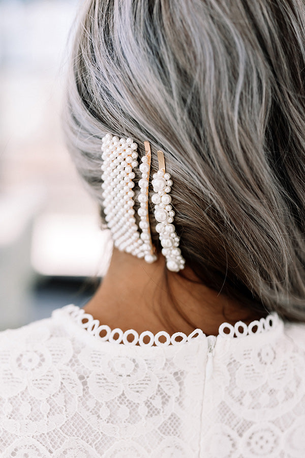 Heart Flutters Pearl Hair Clip Set Image - 2