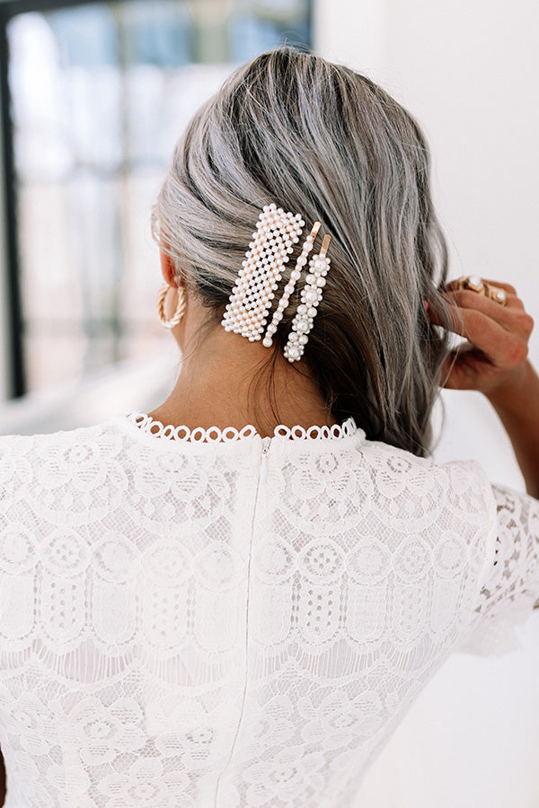 Heart Flutters Pearl Hair Clip Set