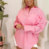 Sending Good Luck Button Up Top In Pink Curves Image - 1