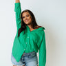 Sending Good Luck Button Up Top In Kelly Green Curves Image - 1