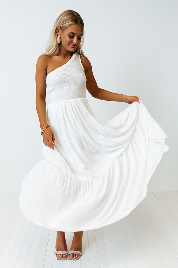 Vacation Cove Smocked Maxi In White