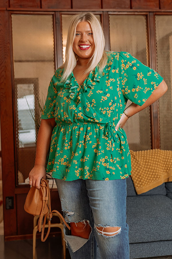 Feeling Good Floral Wrap Top Curves Image - 1