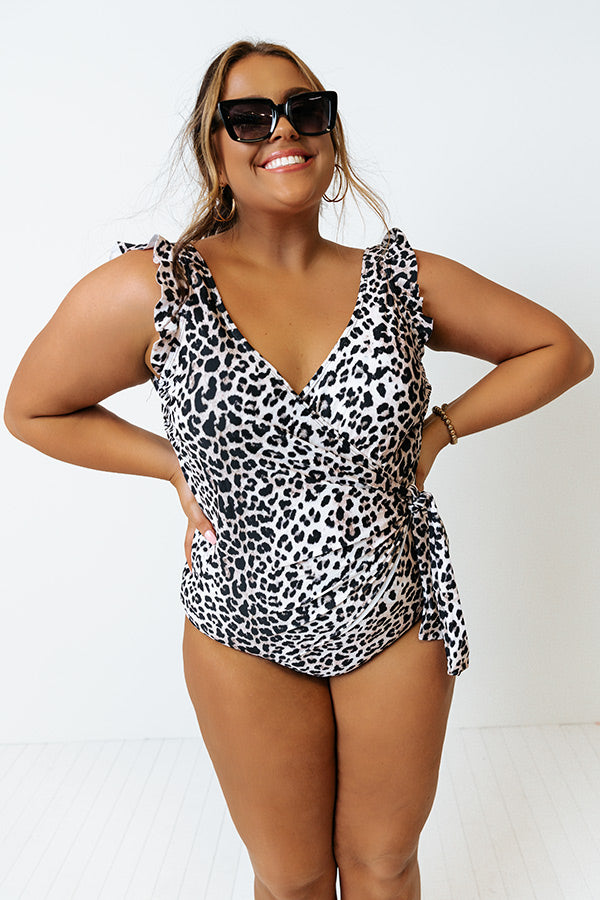 Wild Side Belted One Piece Swimsuit in Ivory Leopard Curves Image - 2