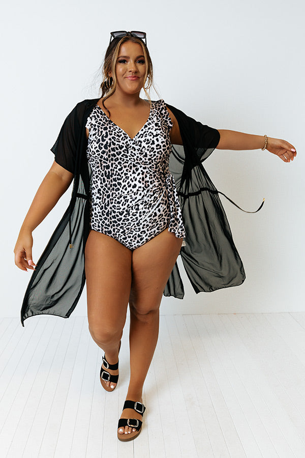 Wild Side Belted One Piece Swimsuit in Ivory Leopard Curves Image - 1