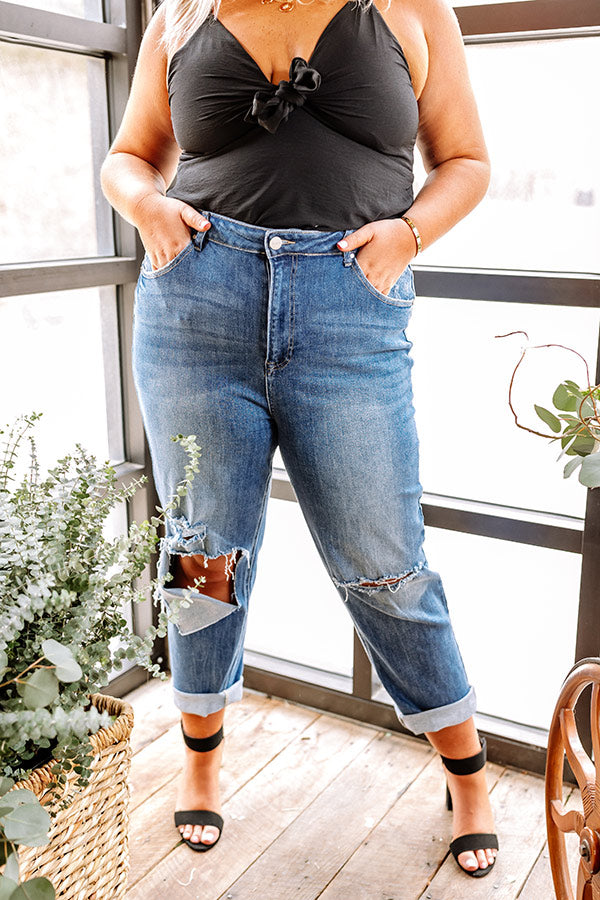 Risen The Brantley High Waist Relaxed Jean In Medium Wash Curves Image - 2