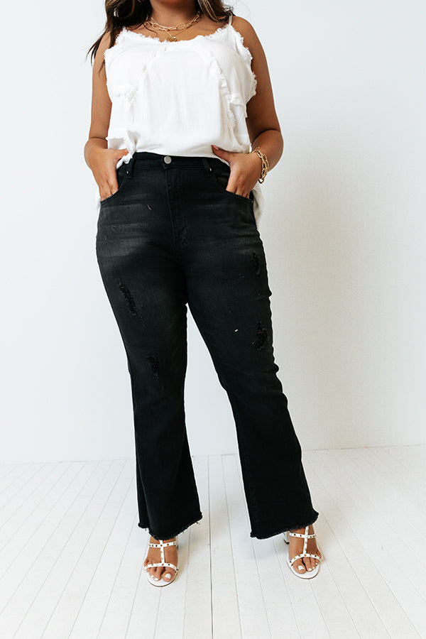 Risen The Mckenna Midrise Ankle Flare in Black Curves Image - 1