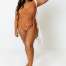 Wild Side Belted One Piece Swimsuit in Copper Polka Dot Curves Image - 1