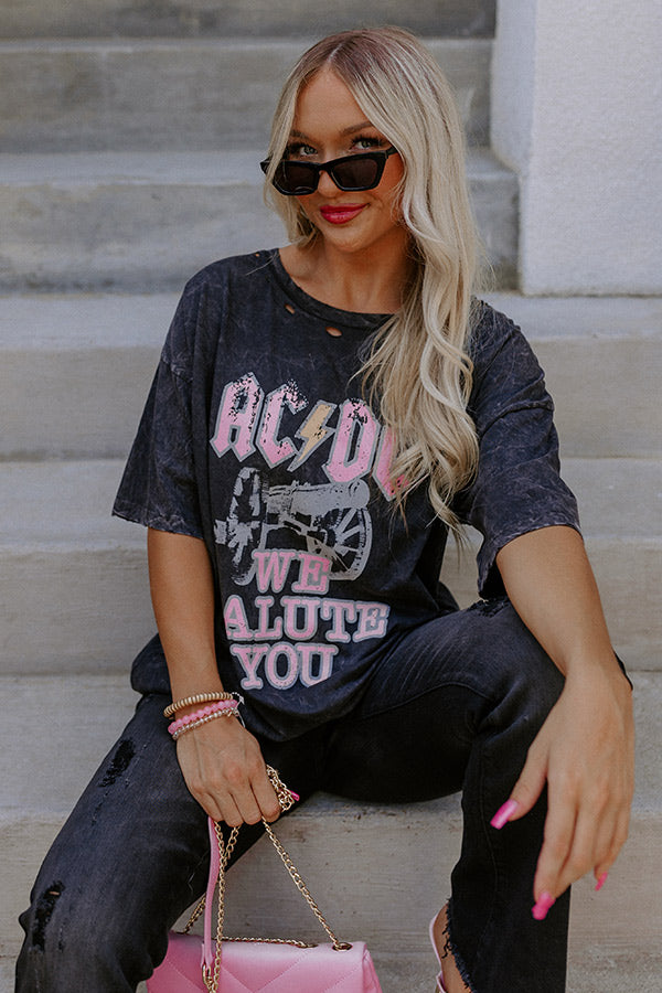 AC/DC We Salute You Distressed Graphic Tee Image - 2