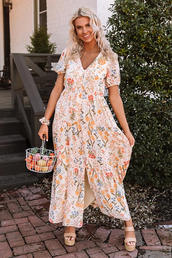 Only Sunshine Floral Maxi In Cream Image - 1