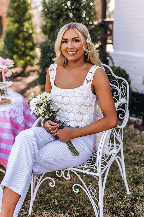 Sunny With A Chance Of Sand Crochet Tank In White Image - 1