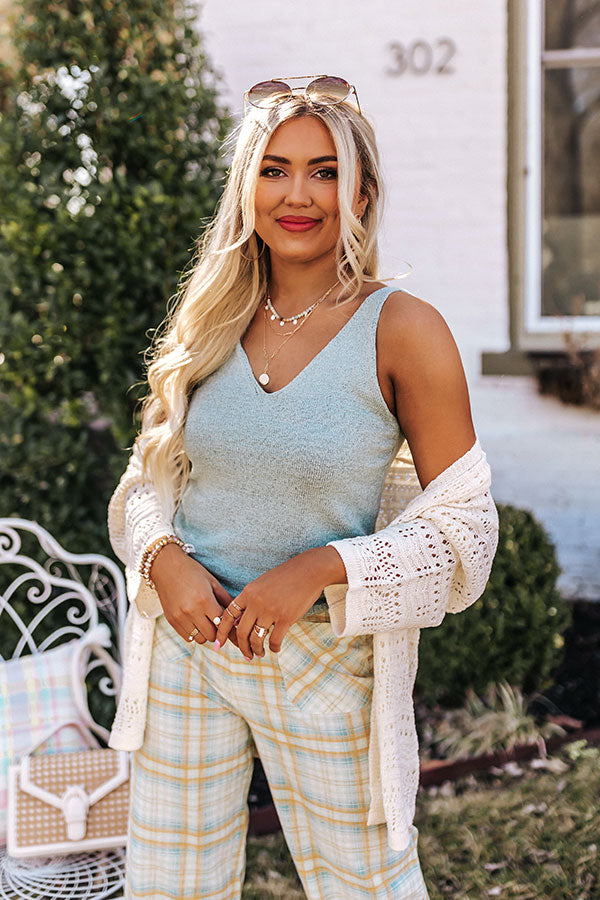 Summer Hot Spot Knit Tank In Ocean Wave