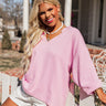 Hop On A Plane Waffle Knit Top In Pink Curves Image - 1