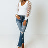 Romantic Bliss Ribbed Top In White Image - 1