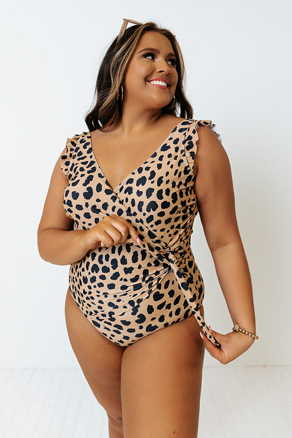 Wild Side Belted One Piece Swimsuit in Iced Mocha Leopard Curves Image - 2
